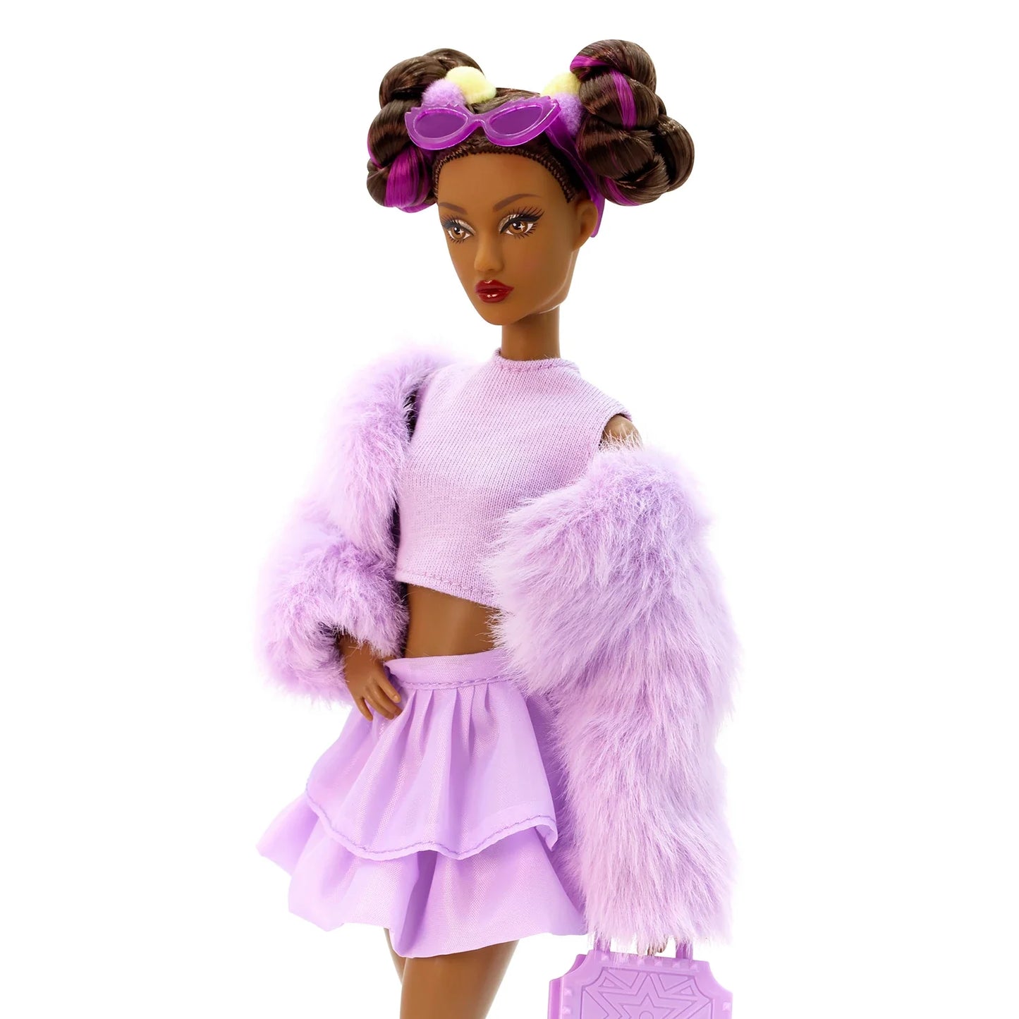 DEFA Lucy Love Fashion Doll – Purple Plush Jacket, Double-Layer Ruffled Skirt & Heeled Boots