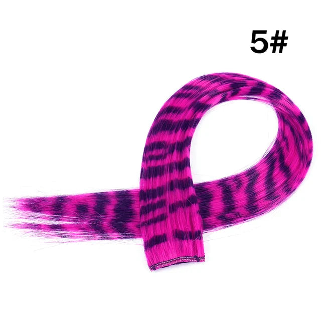18" Synthetic Long Straight Hair Extension – High Temperature Clip-In Hairpiece, Feather Wig in Blue Rose Color for Women