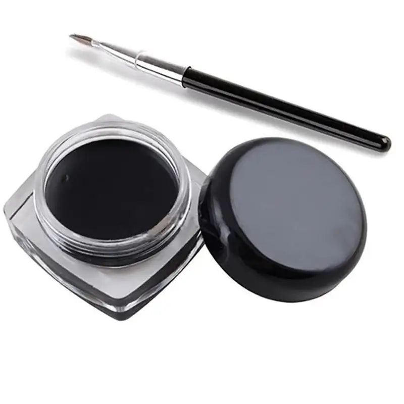 Black Eyeliner Cream - Waterproof, Long-Lasting Gel with Brush Set for Stunning Eyeshadow & Eyeliner Makeup!