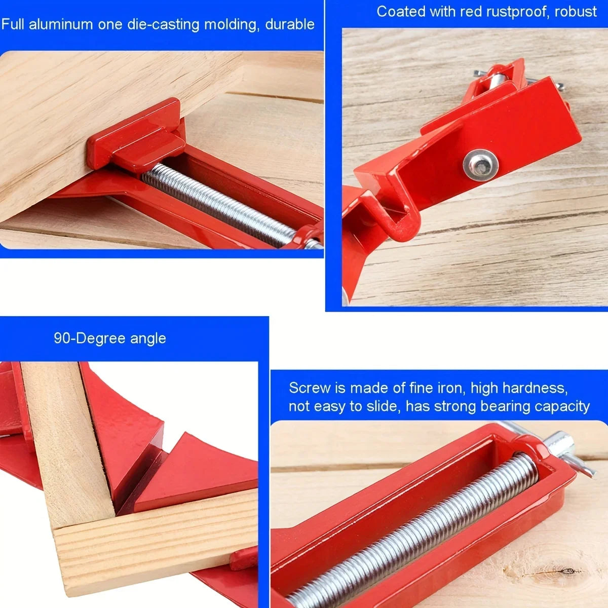 Right Angle Clamp – 90 Degree Corner Clamp for Picture Frames, Glass, DIY Woodworking Hand Tools
