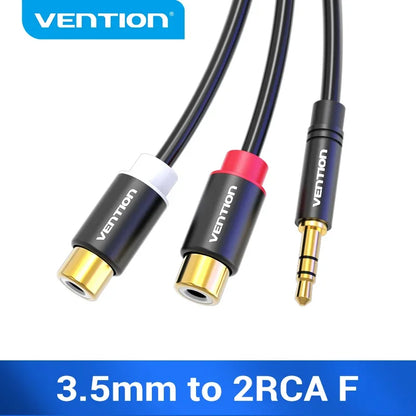 Vention 3.5mm to Dual RCA Female AUX Audio Splitter Cable Y Adapter for iPhone, PC, Speakers & Stereo Systems