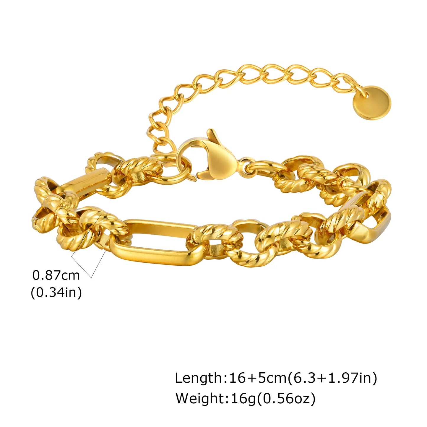 Women’s Chunky Gold Toggle Chain Bracelet – Stainless Steel OT Buckle Link Bracelet, Tarnish-Free Bold Fashion Jewelry
