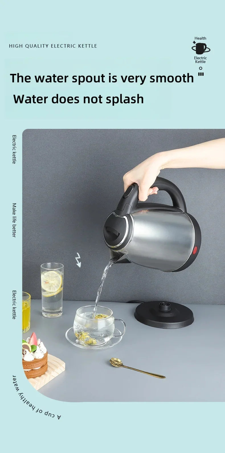 2L Travel Electric Kettle | Stainless Steel Portable Water Boiler for Tea & Coffee
