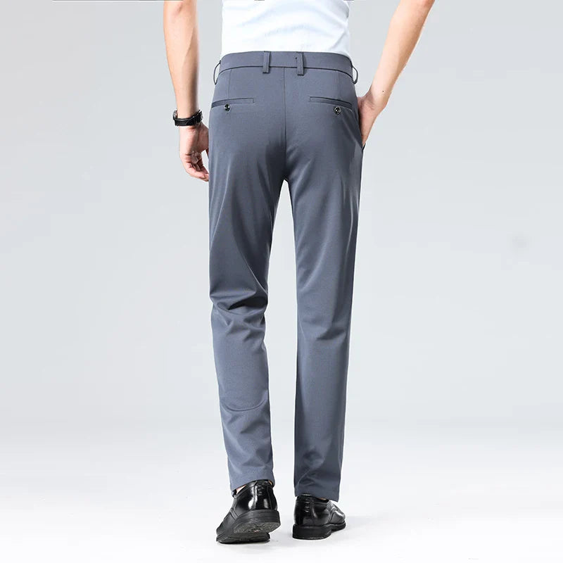 Men's Summer Fashion Suit Pants – Thin Business Casual Elastic Straight Leg Formal Trousers | Plus Size 28-42