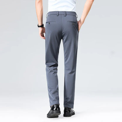 Men's Summer Fashion Suit Pants – Thin Business Casual Elastic Straight Leg Formal Trousers | Plus Size 28-42