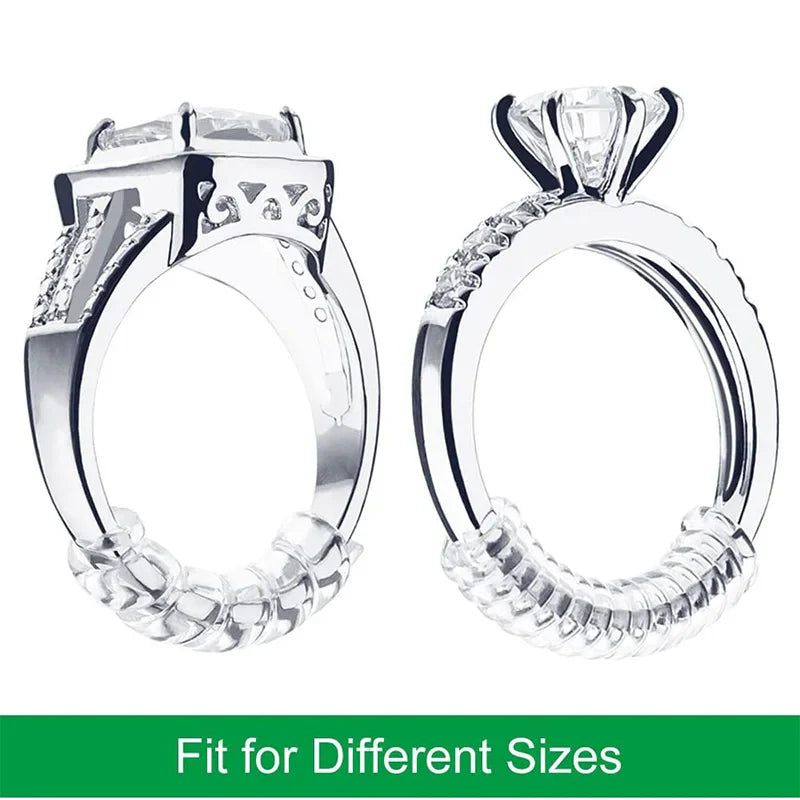 Invisible Ring Size Reducer Tool Set | Spiral Spring Based Rings Adjuster | Transparent Tightener | Resizing Guard for Jewelry - 4pcs/Set