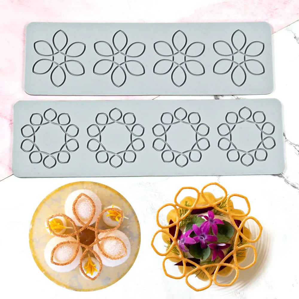 Chinoiserie Pavilion Silicone Mold — DIY Leaf, Flower & Swan Sugar Lace Pad for Chocolate & Crisp Cake Decoration