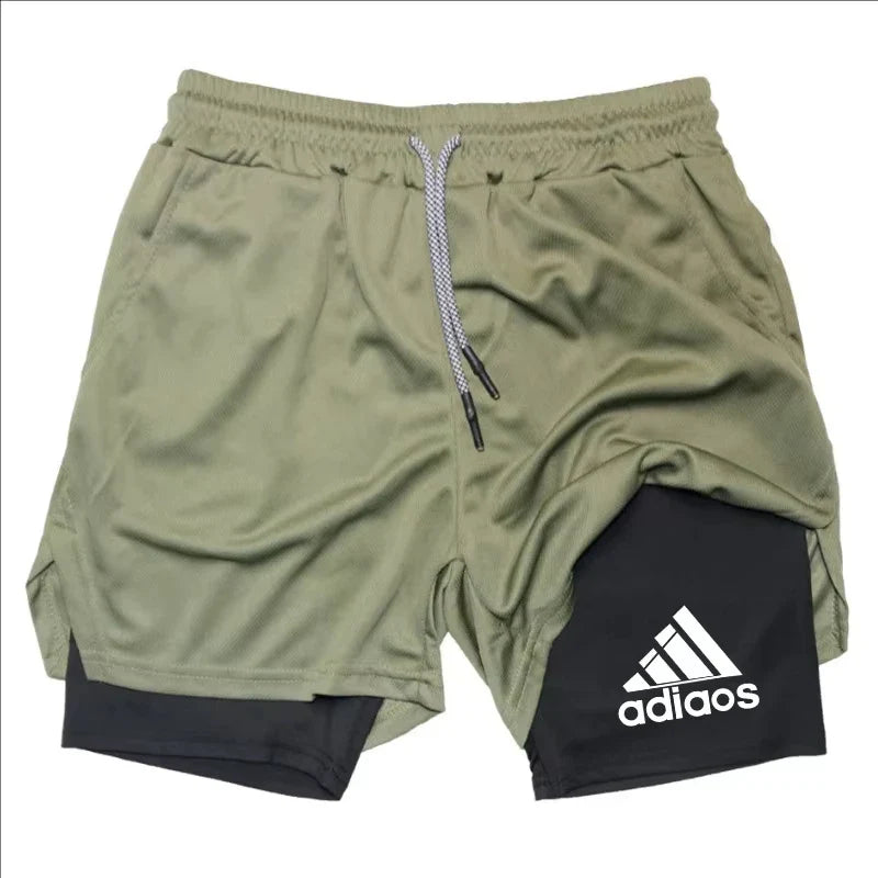 Men’s 2-in-1 Compression Running Shorts – Breathable Mesh Quick-Dry Gym Fitness Training Sports Shorts for Summer Workout