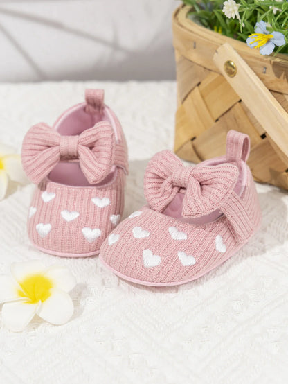 Meckior Baby Girl Shoes — Spring & Autumn Cotton Sole Moccasins with Bow, Anti-Slip First Walkers for Newborns & Toddlers