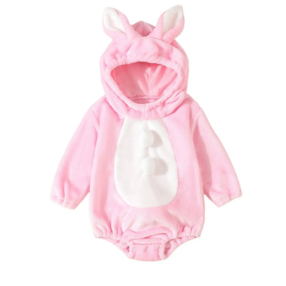 Baby Animal Costume Romper – Flannel Hooded Jumpsuit for Newborn Boys & Girls, Halloween Outfit