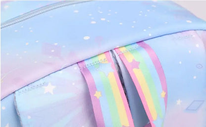 MINISO Kawaii Frozen Girls Backpack – Rainbow Schoolbag & Travel Laptop Bag for Kids & Teenagers
