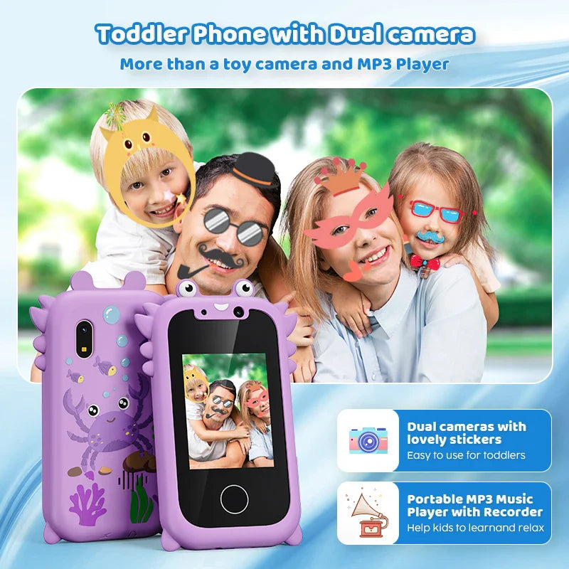 Kids Smart Phone Educational Toy - MP3 Player with Dual Camera, Touchscreen & 512MB Card for Learning & Fun