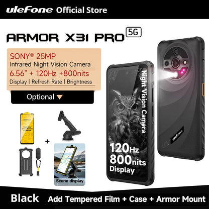 【World Premiere】Ulefone Armor X31 Pro 5G Rugged Smartphone – Android 14, 6.56” Display, 16GB+256GB, 64MP Night Camera, 6050mAh, NFC