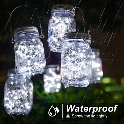 Mason Jar Solar Bottle Lights – LED String Fairy Lights, Waterproof Hanging Lantern for Garden & Wedding Decorations