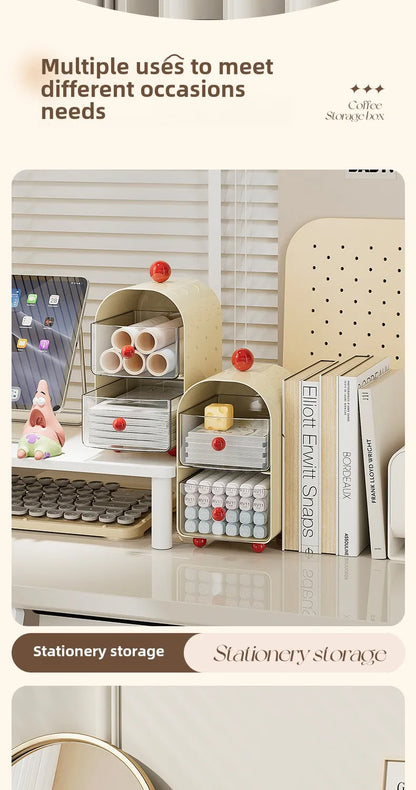 Desktop Coffee & Tea Organizer – Corner Storage Box Drawer for Office, Table, Capsules, and Tea Bags