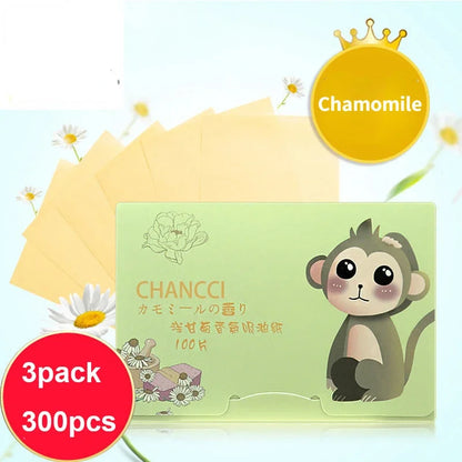 100/300PCS or 6 Packs Portable Facial Oil Blotting Papers – Oil Control & Face Cleansing Wipes