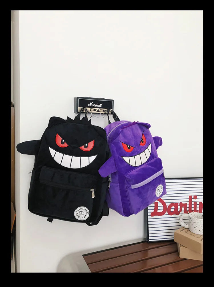 TAKARA TOMY Pokémon Gengar Backpack — Cute Cartoon School Bag for Kids, Student Gift Mochila