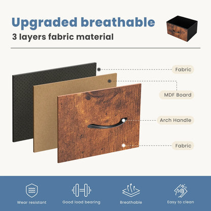 Fireplace TV Stand Dresser — Bedroom Storage Cabinet with 5 Fabric Drawers for Clothes & Display Furniture