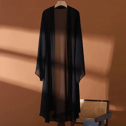 2024 Summer Sunscreen Shirt for Women – Long Chiffon Cardigan, Loose Fit Blouse, Thin Outerwear Shawl Jacket