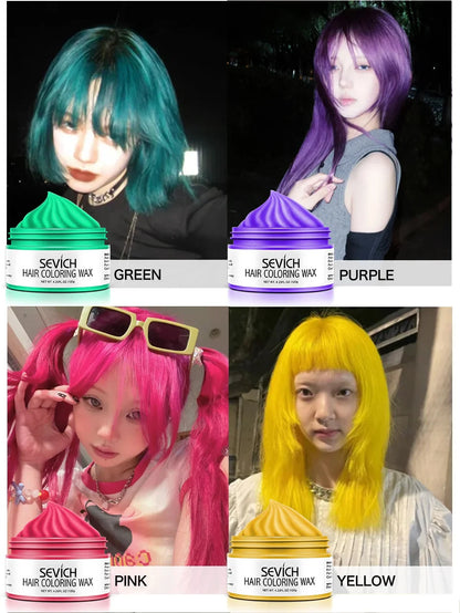 Temporary Hair Color Wax Kit – Washable Instant Hair Dye Cream for Men, Women & Kids, Party Cosplay, Blue, Purple, Red, Green