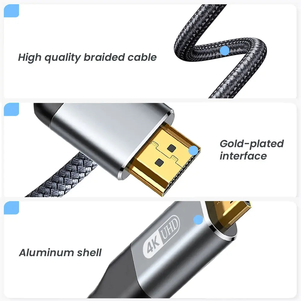 NIERBO Mini HDMI to HDMI Cable – 4K 60Hz High-Speed Braided Bi-Directional 2.0 Cord for HDTV, Tablet, Camera