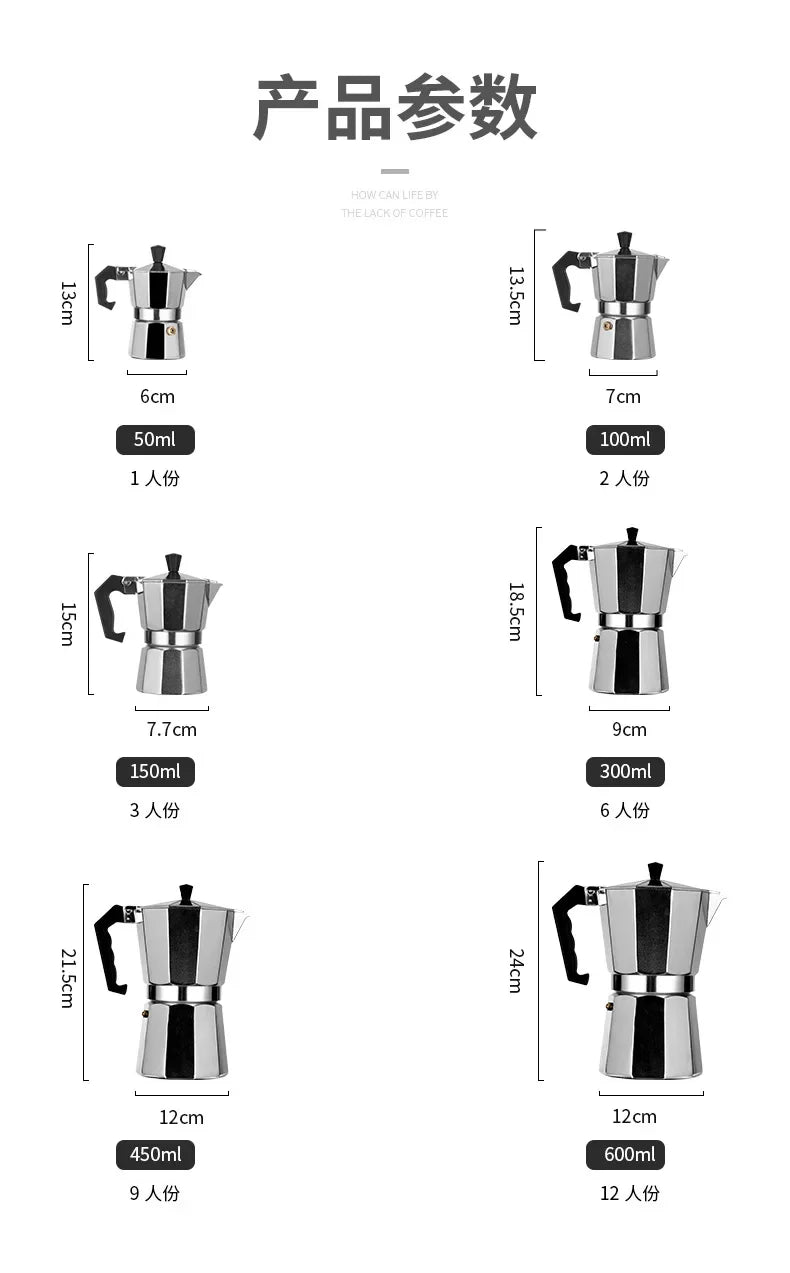 Mocha Coffee Pot – Italian Aluminum Octagonal Portable Coffee & Tea Maker