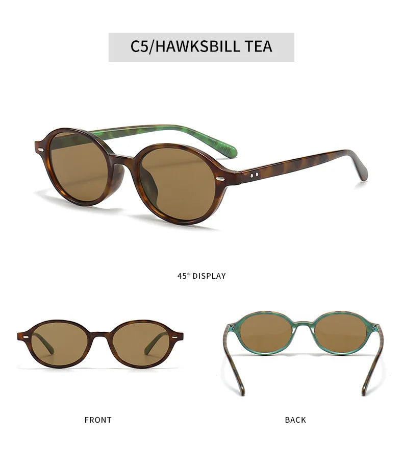 Retro Small Oval Sunglasses for Women & Men – Rivet Detail Luxury UV400 Fashion Eyewear Brand Oculus Gafas