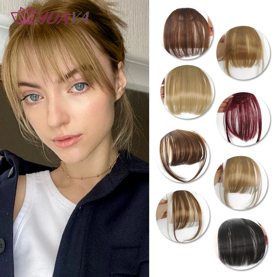 Synthetic Air Bangs Clip-In Hair Extension - Invisible Natural Front Fringes Fiber Hair Accessory