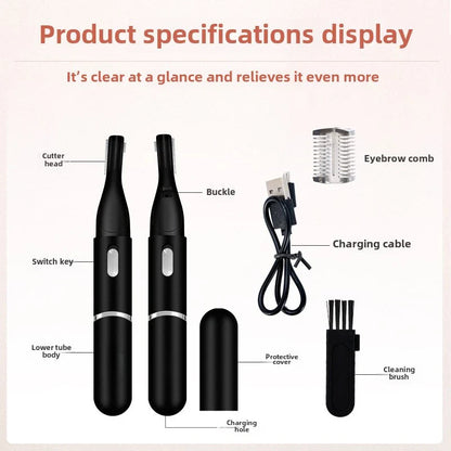 Electric Eyebrow & Facial Hair Trimmer – USB Rechargeable Mini Portable Body Shaver for Women