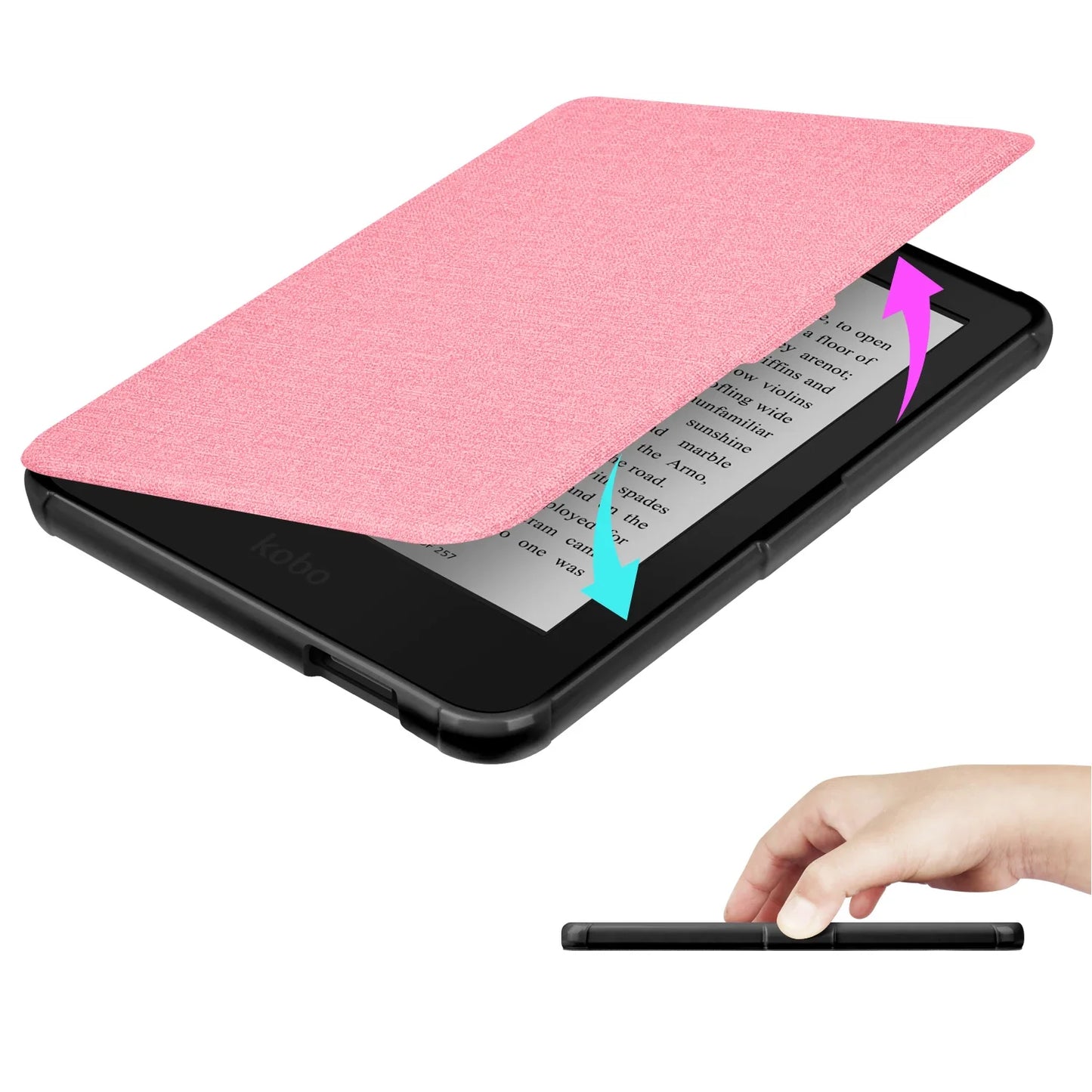 Case for Kobo Clara Colour BW 2024 & 2E – 6" Sleep/Wake Ebook Cover with Hand Strap Holder (N367/N365/N506)