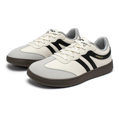 HOBIBEAR Unisex Wide Toe Sneakers – Retro Casual Lace-Up Leather Shoes for Men & Women