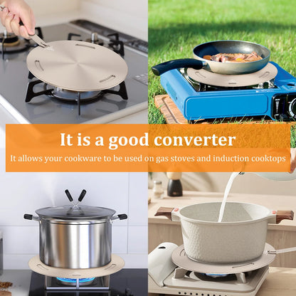 Portable Heat Conduction Plate for Gas Stove - Stainless Steel Induction Adapter with Removable Handle