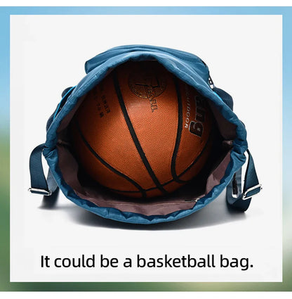 Drawstring Fitness Bag — Lightweight Multi-Pocket Gym Backpack with Separate Shoe Compartment, Foldable Outdoor Training Bag