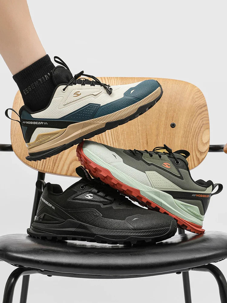 HOBIBEAR Hiking & Walking Shoes — Men’s & Women’s Non-Slip Elastic Band Sneakers, Comfortable Outdoor Running Shoes