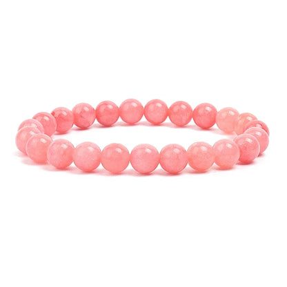 Natural Stone Bead Bracelet - Amethyst Crystal Quartz Aquamarine Jade Agate Elastic Bangle Jewelry for Women & Men