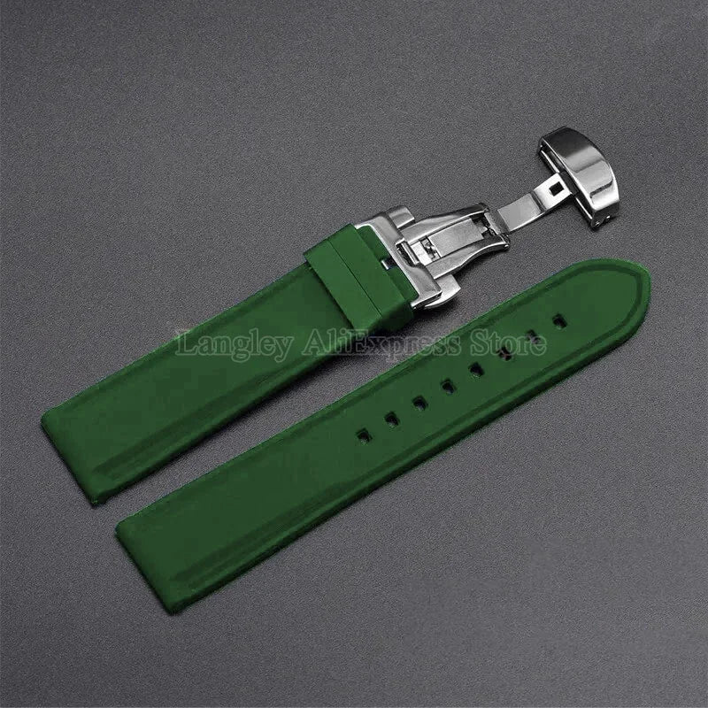 Rubber Watch Band 18/20/22/24mm — Quick Release Silicone Bracelet for Seiko, Men & Women, Sport Waterproof with Butterfly Buckle