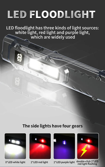 Tactical Triple-Light LED Flashlight – Ultra-Thin Aluminum Alloy EDC Rechargeable COB Work Light