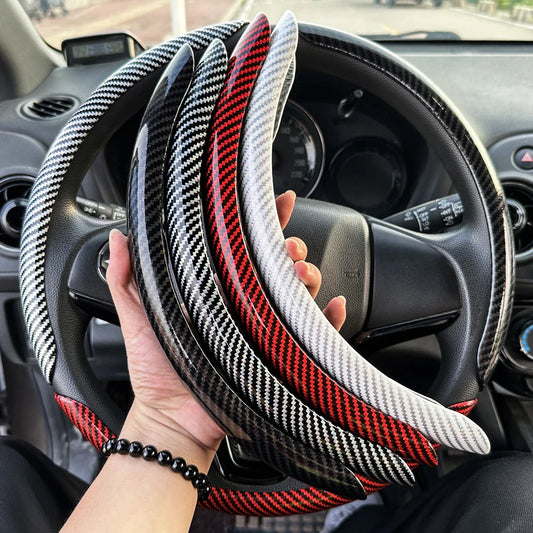 DIY Car Steering Wheel Cover — Microfiber Leather with Glossy Carbon Fiber Look