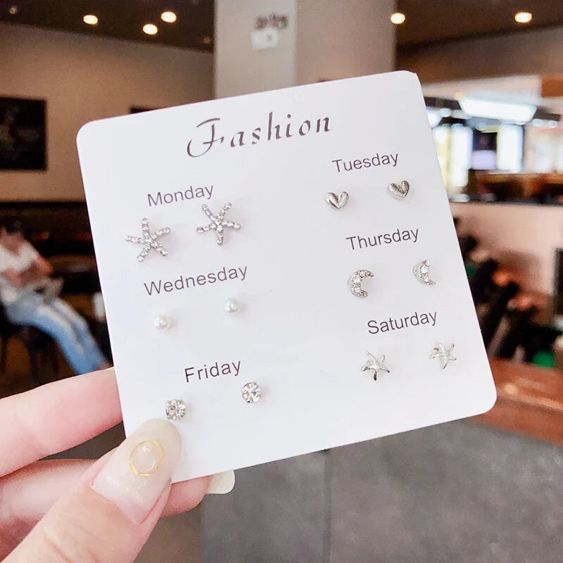 New S925 Silver Needle Stud Earrings Set – Simple & Cute Mini Earrings for Women & Girls, Exquisite Jewelry Gift