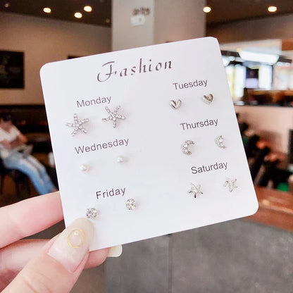 New S925 Silver Needle Stud Earrings Set – Simple & Cute Mini Earrings for Women & Girls, Exquisite Jewelry Gift