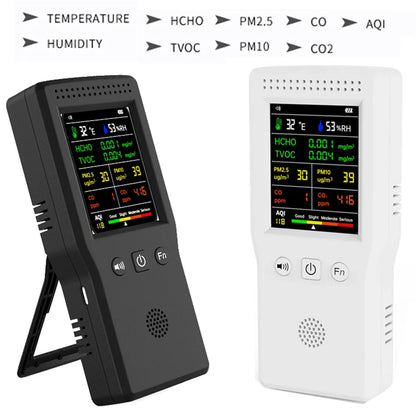 9-in-1 Air Quality Detector – Digital LCD Monitor for PM2.5, PM10, HCHO, TVOC, CO, CO2, AQI, Temperature, and Humidity