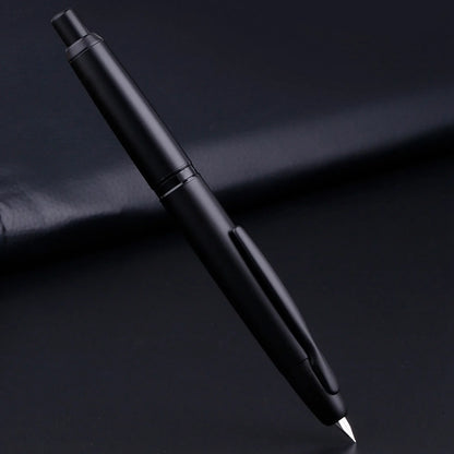 MAJOHN A1 Retractable Fountain Pen – EF 0.4mm Nib, Matte Black Metal Ink Pen with Converter, Ideal for Students and Gifts