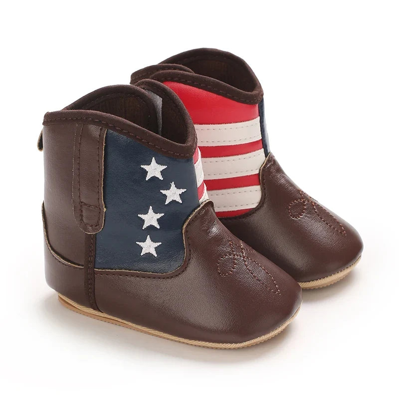Western Denim Baby Winter Boots - Warm Casual First Walker Shoes for Boys & Girls 0-18 Months