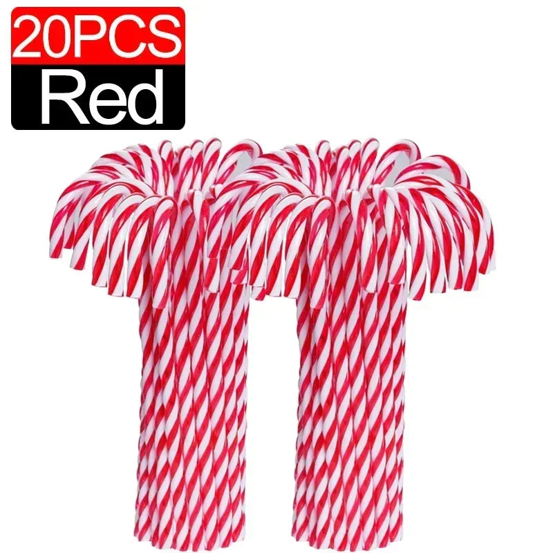 100/10pcs Christmas Candy Cane Ornaments – Plastic Twisted Hanging Decorations for Tree & Party Favors