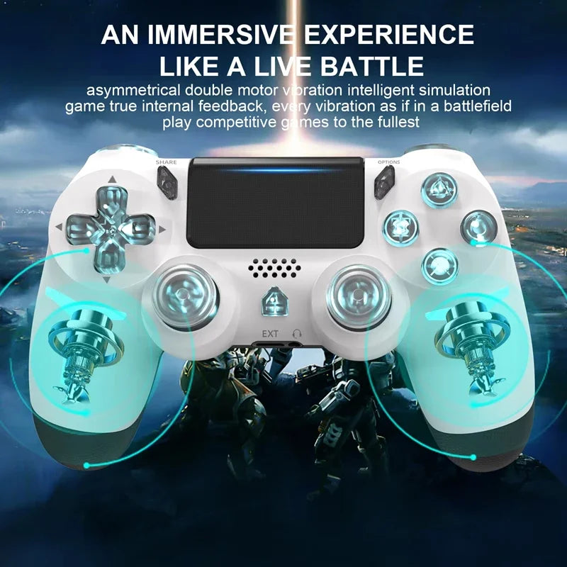 LED Bluetooth Wireless Gamepad – 6-Axis Gyroscope Dual Vibration RGB Controller for PS4, PS3 & PC