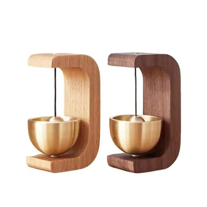 Magnetic Wooden Doorbell - Solid Brass Wind Chimes, Wireless Hanging Doorbell, Japanese Style Garden Pendant & Home Decor