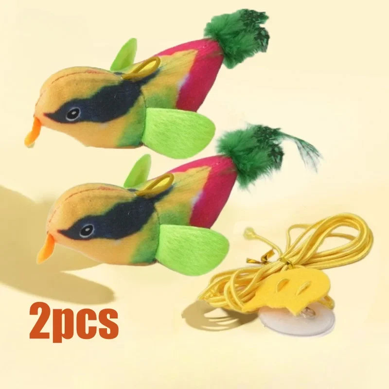 Interactive Bird Cat Toy - Sounding Catnip Teaser Toy for Indoor Cats, Wall Hanging Chasing & Play Activity