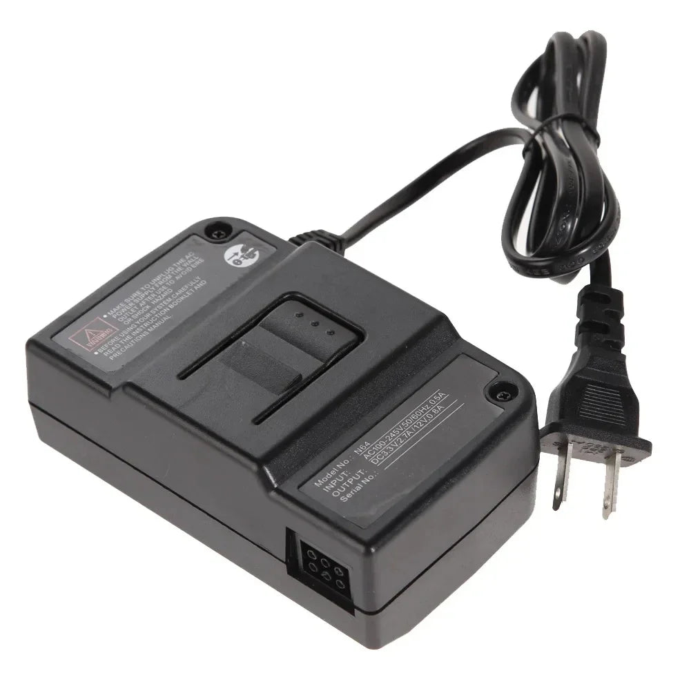 N64 Power Supply & AV Cable – Replacement AC Adapter with Composite Video Cord for Nintendo 64 (US Plug)