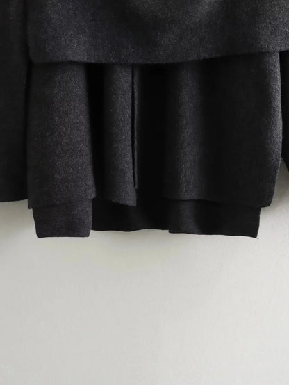 TRAF 2023 Winter Women's Scarf Coat – Long Sleeve, Knitted Asymmetric Jacket, Streetwear Casual Outerwear