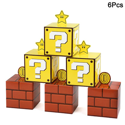 6PCS Question Block Gift Boxes – Kids Video Game Party Favors, Candy Treat Boxes & Decorations 10cm